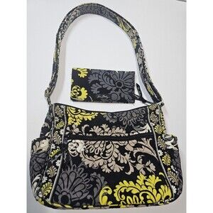 Vera Bradley Baroque Saddle Up Bag & Matching Checkbook Cover Set Retired Black